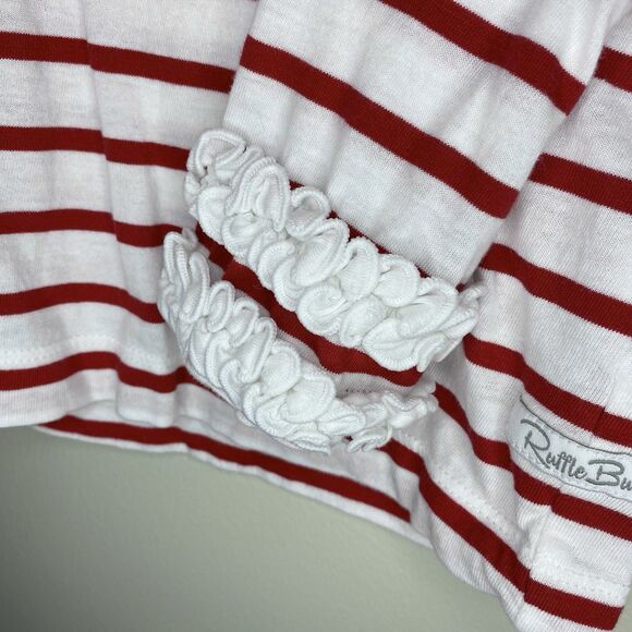 Ruffle Butts Red White Striped Ruffle Sleeve Long Sleeve Shirt Holiday Size 4T - Picture 4 of 8